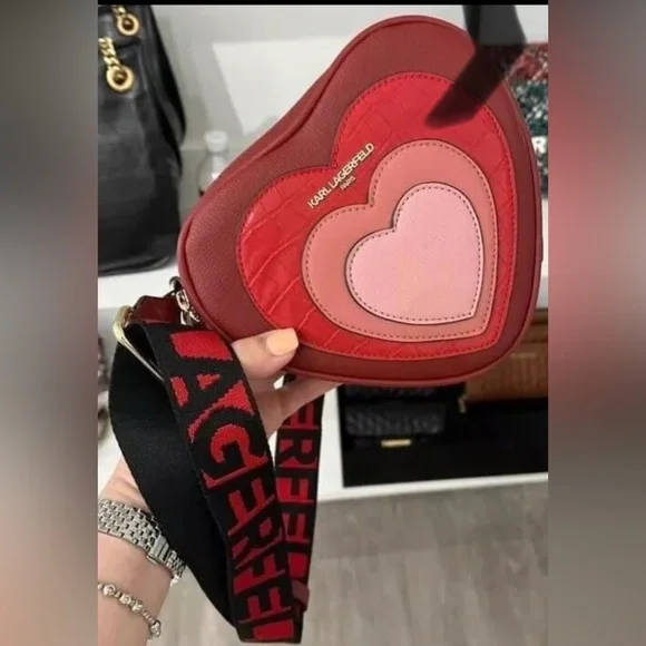 Karl Lagerfeld Red and Pink Heart-Shaped Women's Bag - Picture 3 of 4